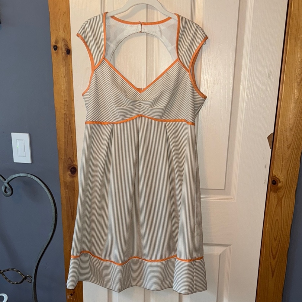 London Times Gray Cap Sleeve Sundress with V-Neck